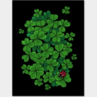 Ladybug and clovers Posters and Art